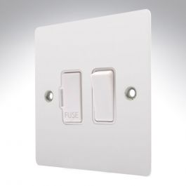 Hamilton 8MWSPWH-W Sheer Matt White Metal 1 gang 13A Double Pole Fused Spur  | Socket World