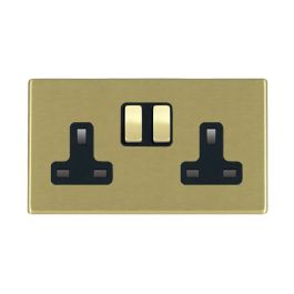 Hamilton 7G22SS2SB-B G2 Satin Brass 13A Double Switched Socket | Socket ...