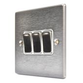 Hamilton 74R23SS-W Stainless Steel 3 Gang Light Switch