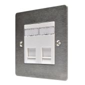 Hamilton 842J45W Stainless Steel RJ45 Twin Socket