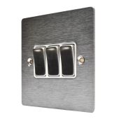 Hamilton 84R23SS-W Stainless Steel 10a 3 Gang Light Switch