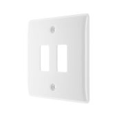 BG R82 2 Gang Single Grid Front Plate White