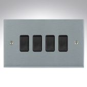 Hamilton 96R24BL-B Satin Chrome Light Switch 4 Gang 10A