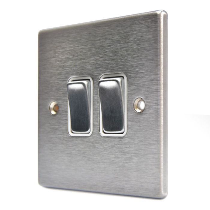 Hamilton 74R22SS-W Stainless Steel 2 Gang Light Switch