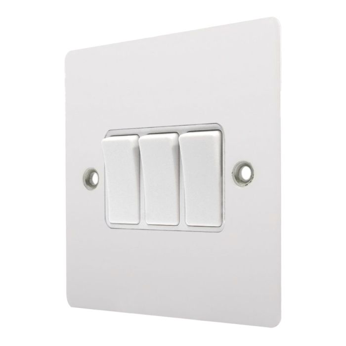 Hamilton 80R23WH-W Gloss White 10A 3 Gang Light Switch