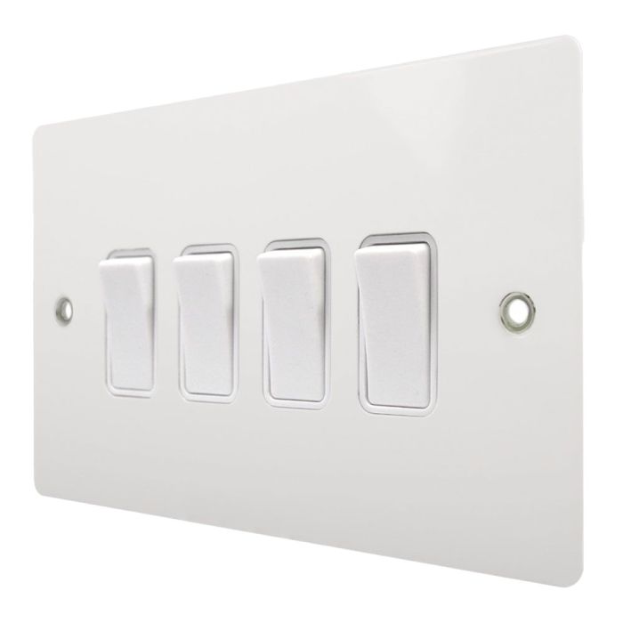 Hamilton 80R24WH-W Gloss White 10A 4 Gang Light Switch