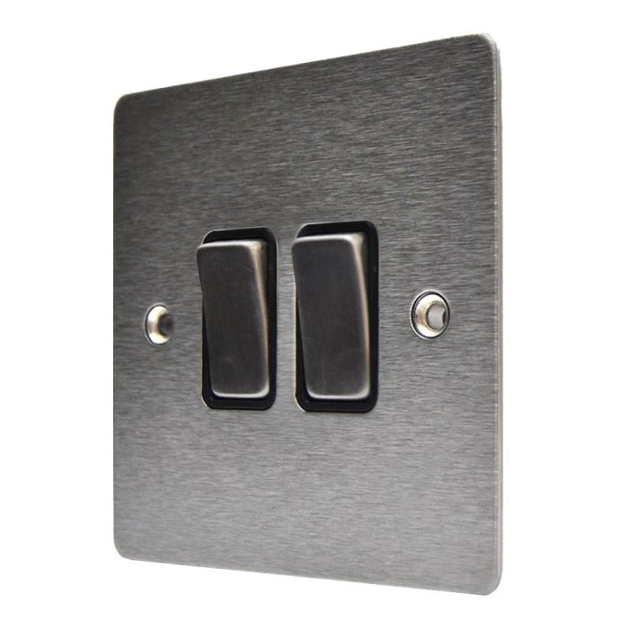 Hamilton 84R22SS-B Stainless Steel 10a 2 Gang Light Switch