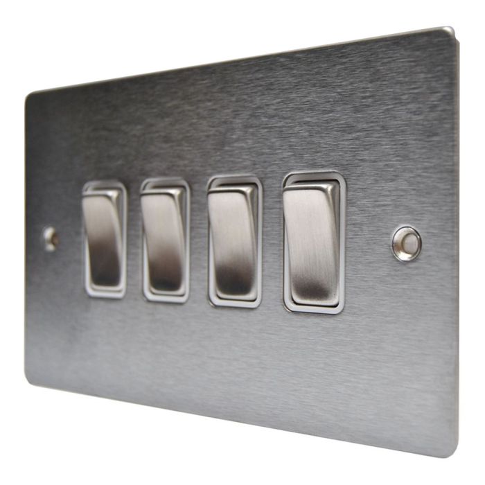 Hamilton 84R24SS-W Stainless Steel 10a 4 Gang Light Switch