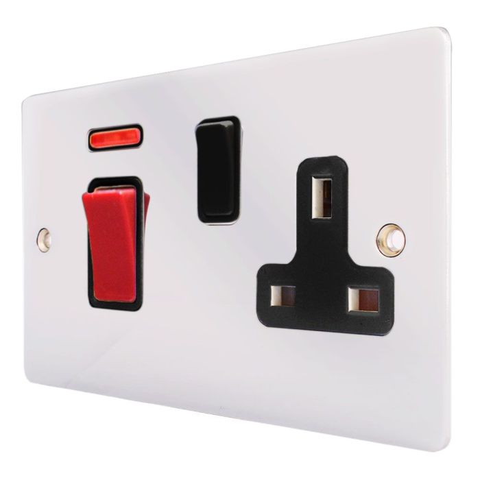 Hamilton 8745SS1BC-B Polished Chrome 45A Cooker Switch + Neon + Socket