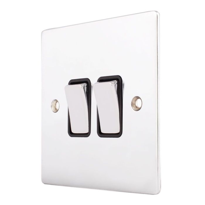 Hamilton 87R22BC-B Polished Chrome 10a 2 Gang Light Switch