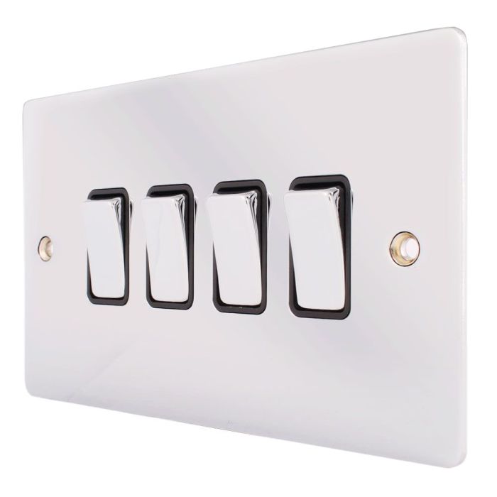 Hamilton 87R24BC-B Polished Chrome 10a 4 Gang Light Switch