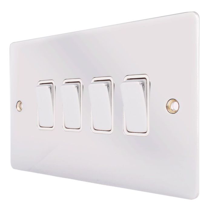 Hamilton 87R24BC-W Polished Chrome 10a 4 Gang Light Switch