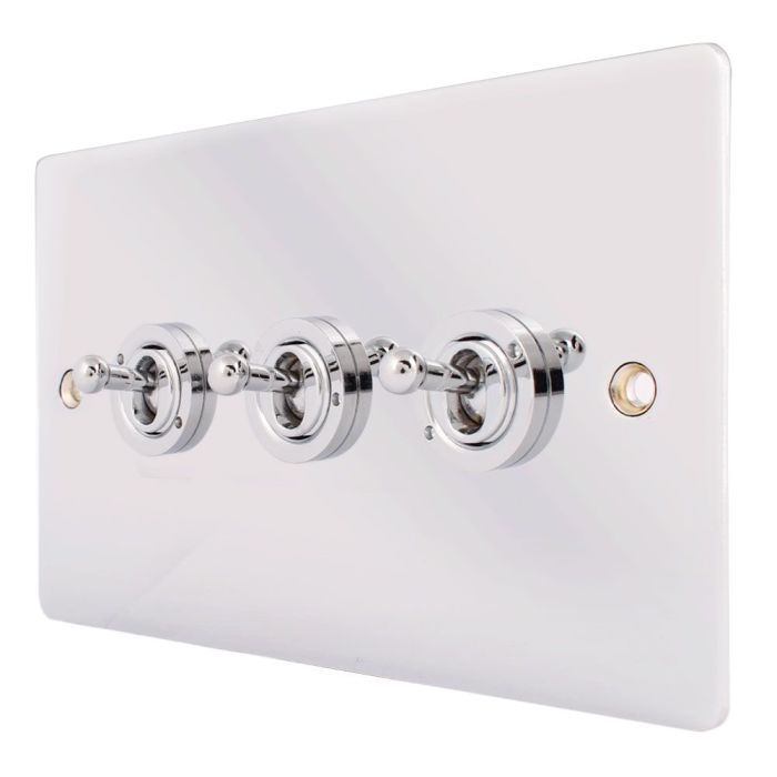 Hamilton 87T23 Polished Chrome 10a 3 Gang Dolly Switch