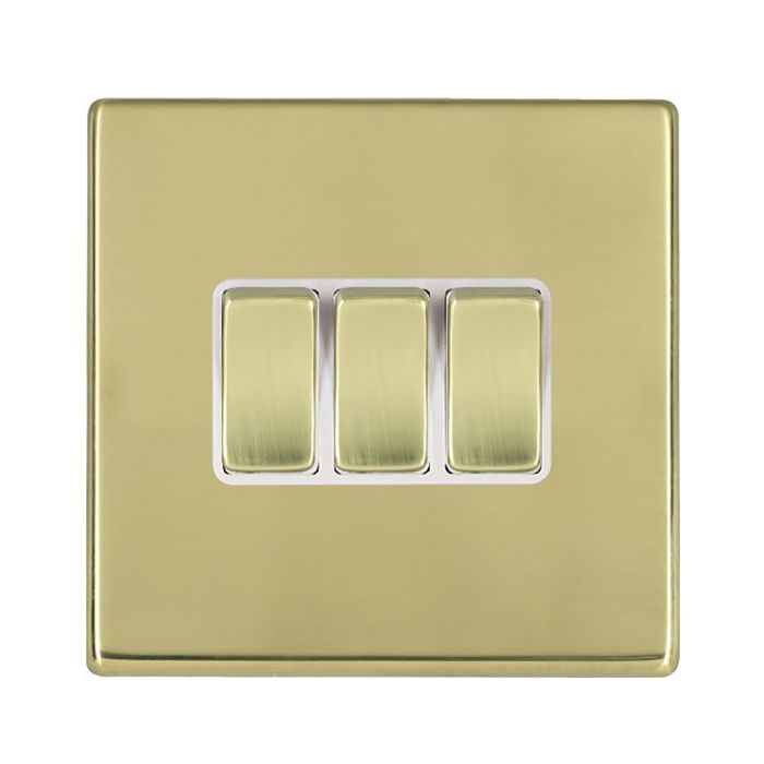 Hamilton 7G21R23PB-W G2 Polished Brass 10A triple 2 way light switch