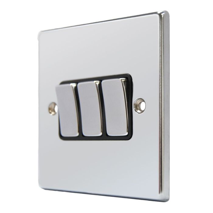 Hamilton 77R23BC-B Polished Chrome 3 Gang Light Switch