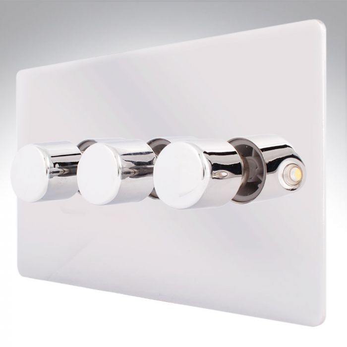 Hamilton 873X100LED Polished Chrome LED Dimmer 3 Gang 2 Way 100W